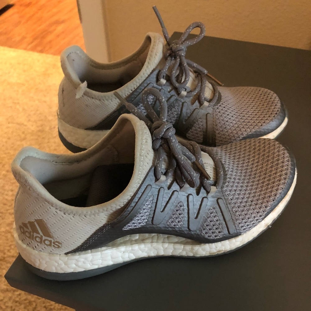 Adidas Pure Boost X running shoes, gray, size 6.5